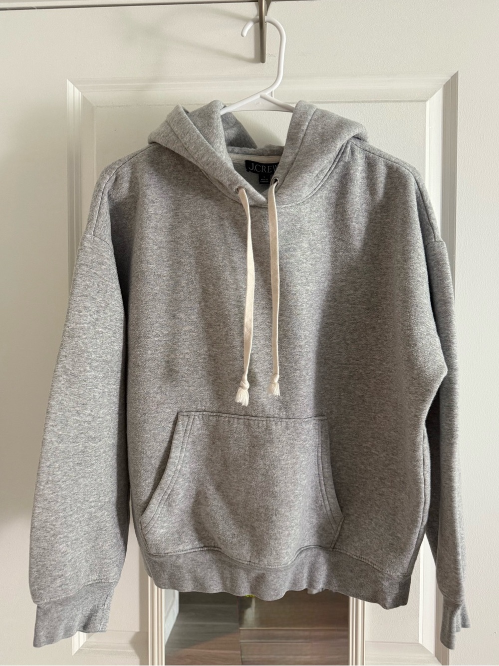 J. Crew Women’s Light Gray Pullover Hoodie with Drawstring, Large